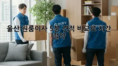 울산 원룸이사? 5분 견적 비교로 시간 절약!